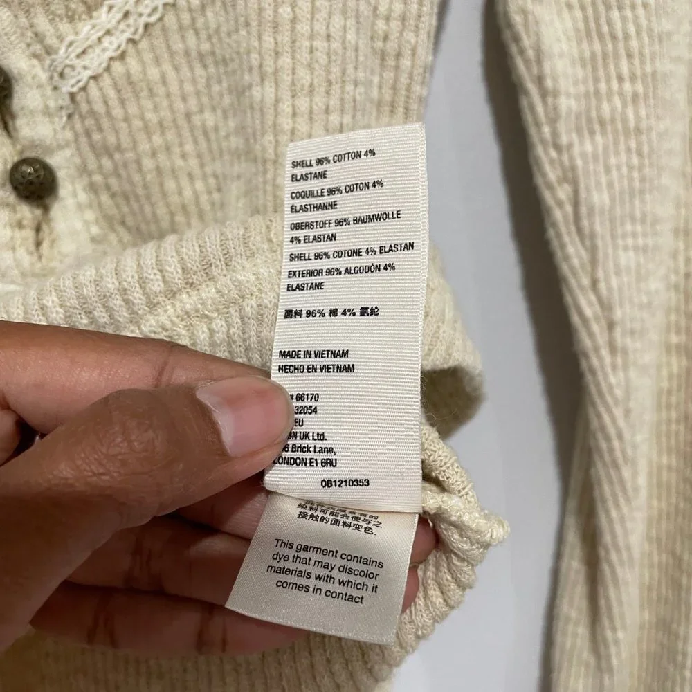 Free People Women's Cream Woman Long Sleeve Top Size XS